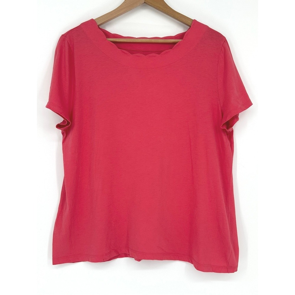 Talbots Pink Pima Cotton Scallop Neck Short Sleeve Tee Shirt XL